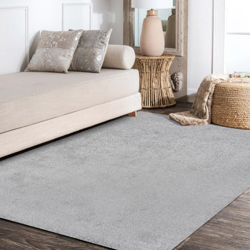 Haze Solid Low-pile Area Rug Light Gray